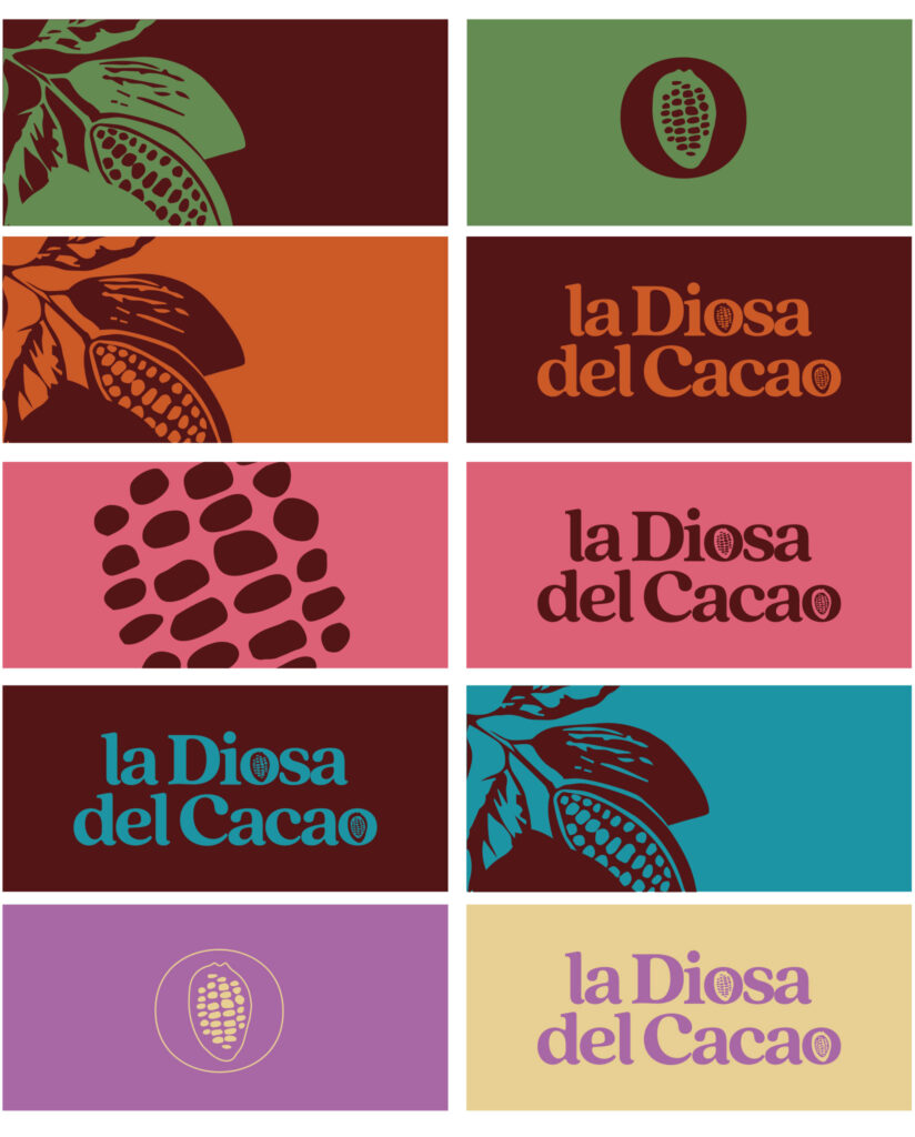 Aplicación de la identidad visual y recursos gráficos del rebranding de La Diosa del Cacao
